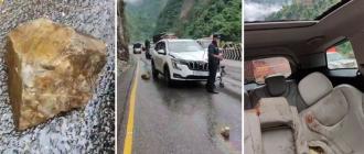 मुग्लिन-नारायणगढ सडकमा गुडिरहेको भारतीय गाडीमा ढुंगो खस्यो, ३ जना गम्भीर घाइते