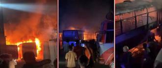 धरानमा पार्किङ गरिएका ६ बसमा आगलागी, ३ जलेर नष्ट