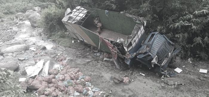 तरकारी बोकेको ट्रक दुर्घटना हुँदा एकको मृत्यु, चालक घाइते
