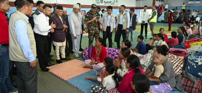 राष्ट्रपतिद्वारा भोटेकोशीमा आएको बाढीबाट प्रभावित नुवाकोटको स्थलगत अवलोकन
