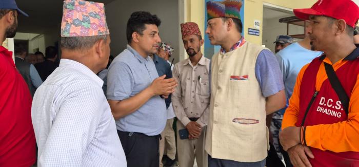 धादिङको गलौंदी र जरे होल्डिङ सेन्टरमा सभामुख, राहत र पुनर्स्थापनाबारे छलफल